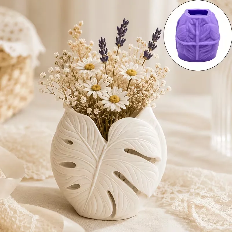 Aesthetic Tropical Leaf Planter Silicone Mold – Creative 3D Succulent Pot Mold for Resin Art & Decorative Cement Crafts