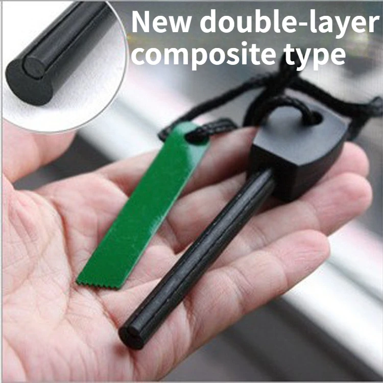 

NEW Outdoor Sandwich Fire Rod Camping Fire Equipment Survival Tools Flint Outdoor Large Double-layer Composite Magnesium Rod