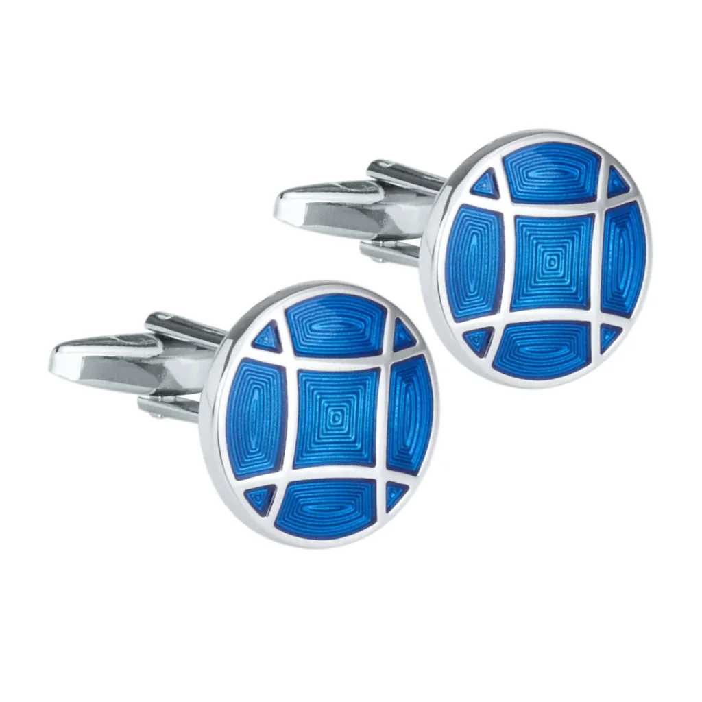 NVT Round Blue Enamel Cufflinks for Mens Shirt Cuff buttons High Polishing Metal Cuff link Party Gift Jewelry