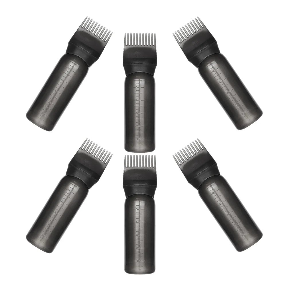 

6Pcs Root Comb Applicator Bottle Hair Dyeing Tool with Scale Graduated Oil Applicator for Scalp Coloring Professional Reusable