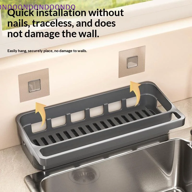 Kitchen Sink Organizer Minimalist Style Drain Rack Self-draining Shelf Sponge Dishcloth Holder Fits All Kitchen Decor Styles