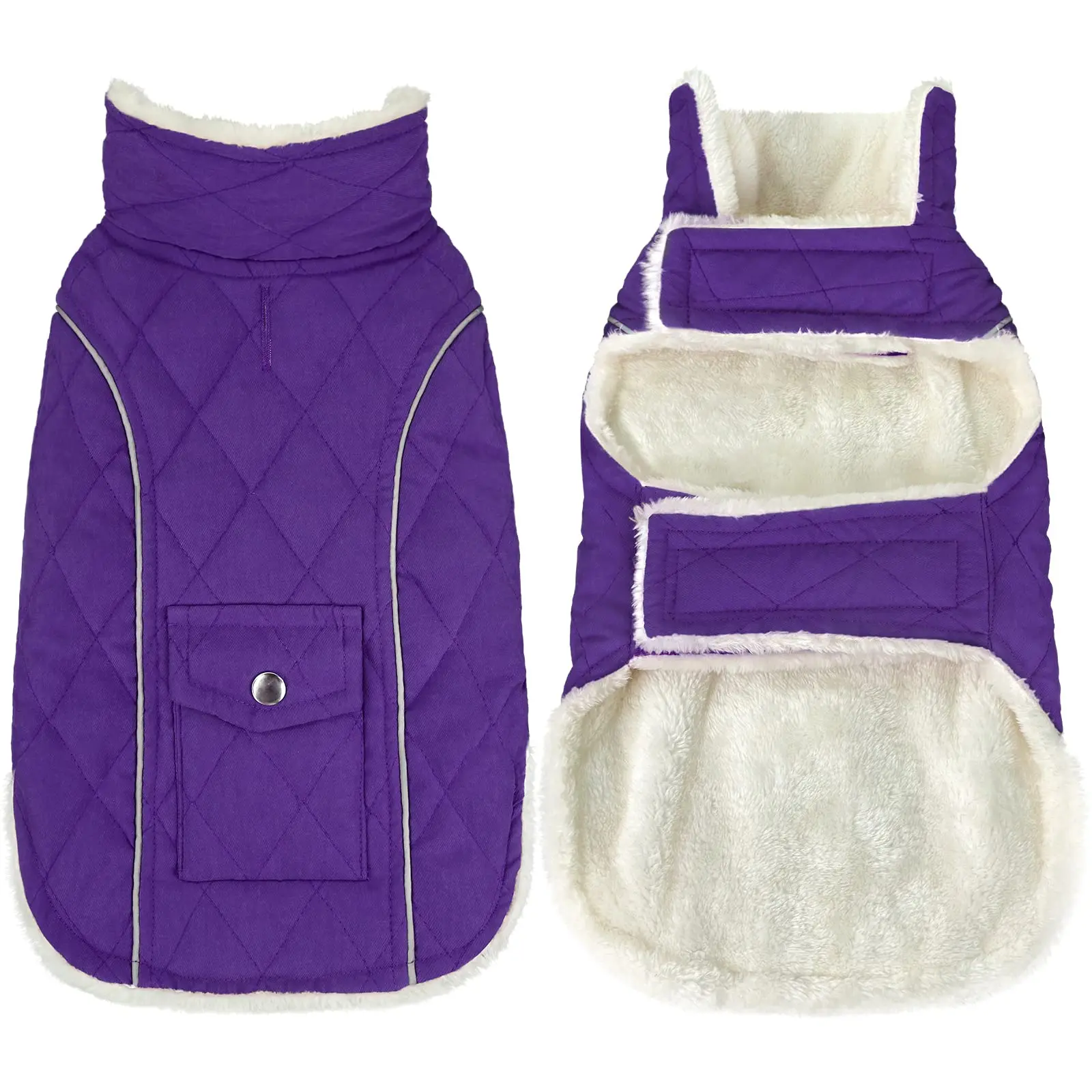 Hot Sell New Design Waterproof Dog Jacket Winter High Collar Purple Warm Cat Dog Coat Pet Jacket Clothes