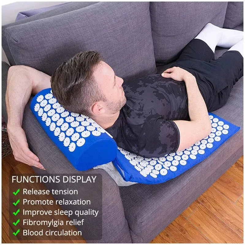 Back and Neck Pain Relief Acupressure Mat and Pillow Set, Chronic Back Pain Treatment - Relieves Your Stress of Lower Upper Back