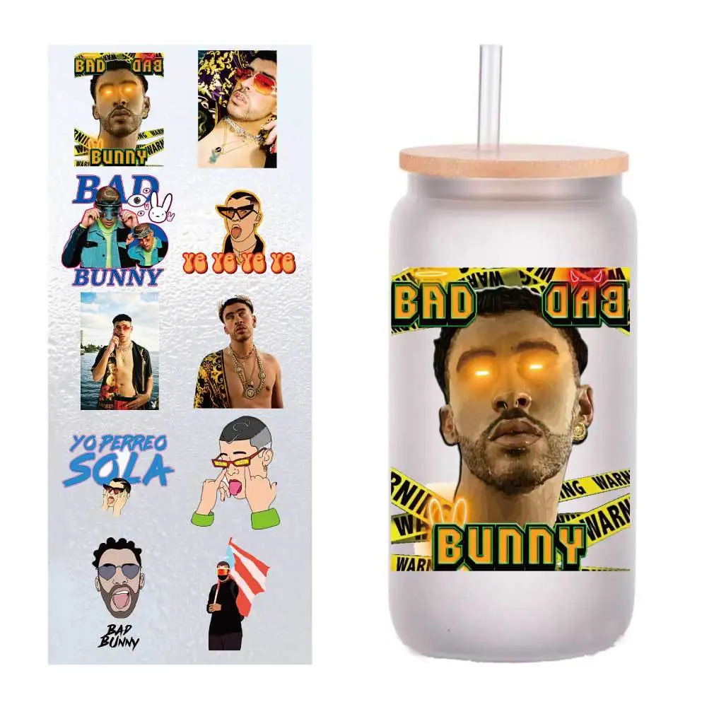

10/Pack Bad Bunny Star UV Transfer Sticker Crystal Label DIY Cup Sticker customized four inches