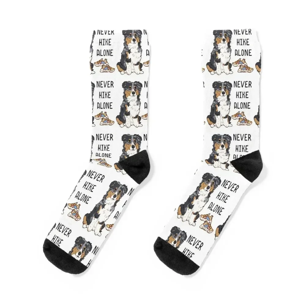 

Luna Australian Shepherd Commission - NEVER HIKE ALONE Socks sports and leisure Thermal man winter sheer Girl'S Socks Men's
