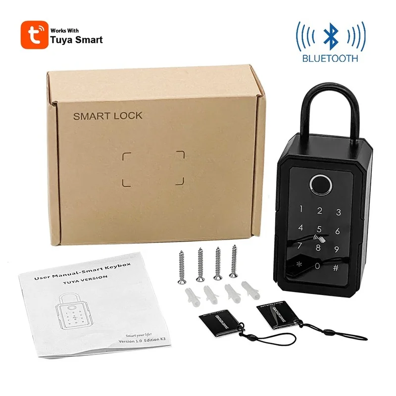 Electronic Safe Key Box Tuya Smart Life Control Bluetooth 4.1 Gateway Waterproof Outdoor Security Fingerprint Safe stash