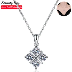 Serenity Day 1.2cttw Real D Color 4mm Full Moissanite Pendant Necklace For Women S925 Sterling Silver Plate Pt950 Fine Jewelry