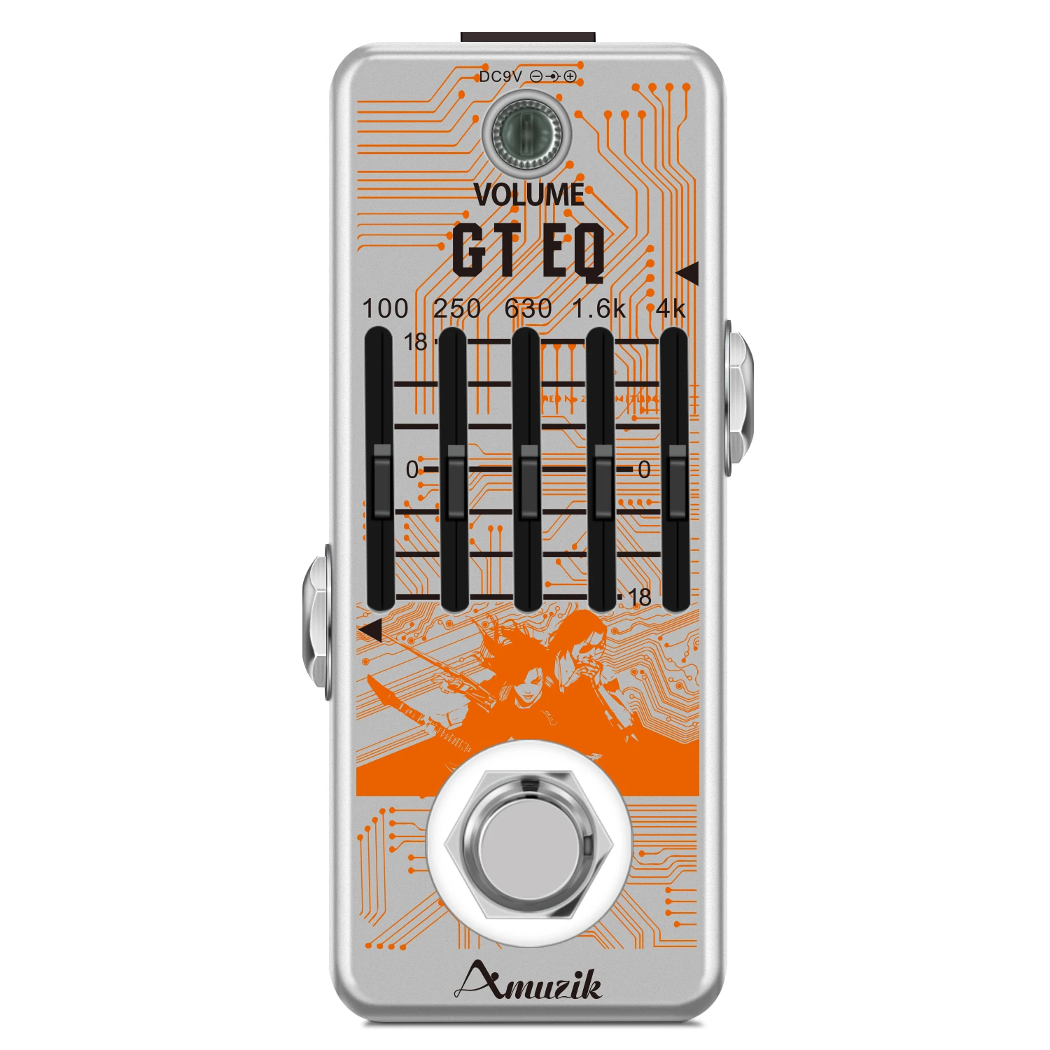 Amuzik-EQ-5 EQ Guitar Equalizer Pedal, 5 Band master level control Electric Guitar Effects, with True Bypass, Mini Size