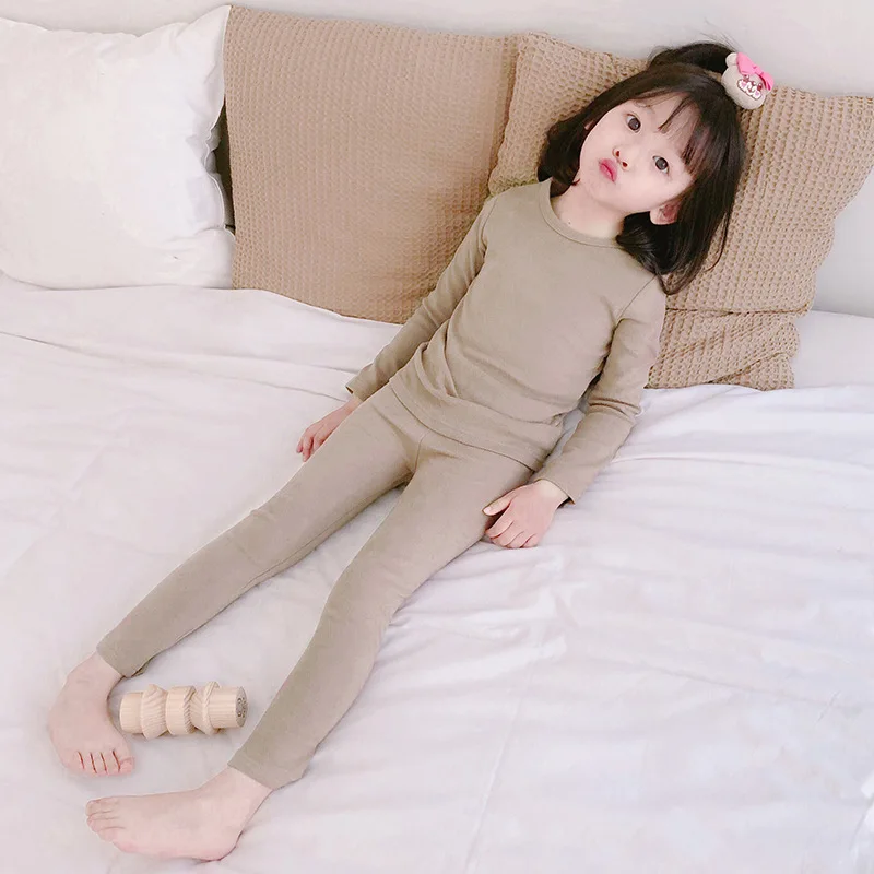 

Children's Pajamas Girls' Long-Sleeved Autumn and Winter Boys' Suit Children Toddler Baby White Close-Fitting Homewear