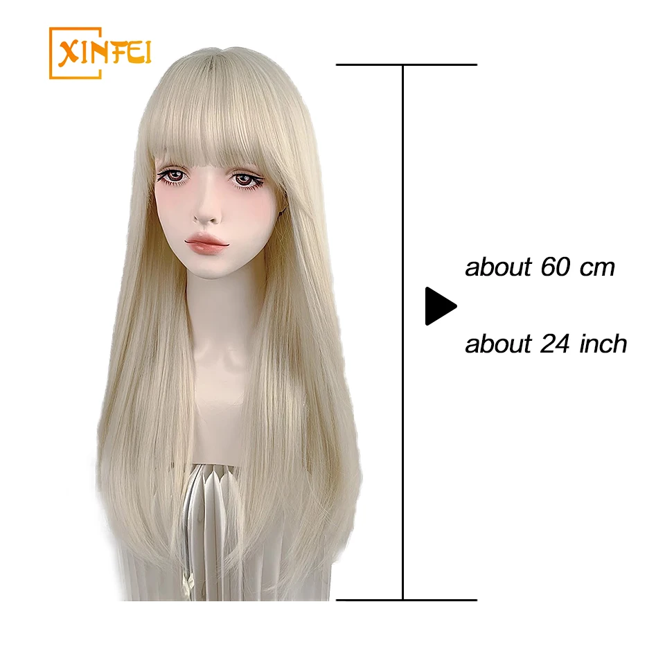 XINFEI Synthetic Long Straight Lolita Wig with Bangs Wig Girl Cute Ombre   Cosplay Party Halloween Harajuku Wig