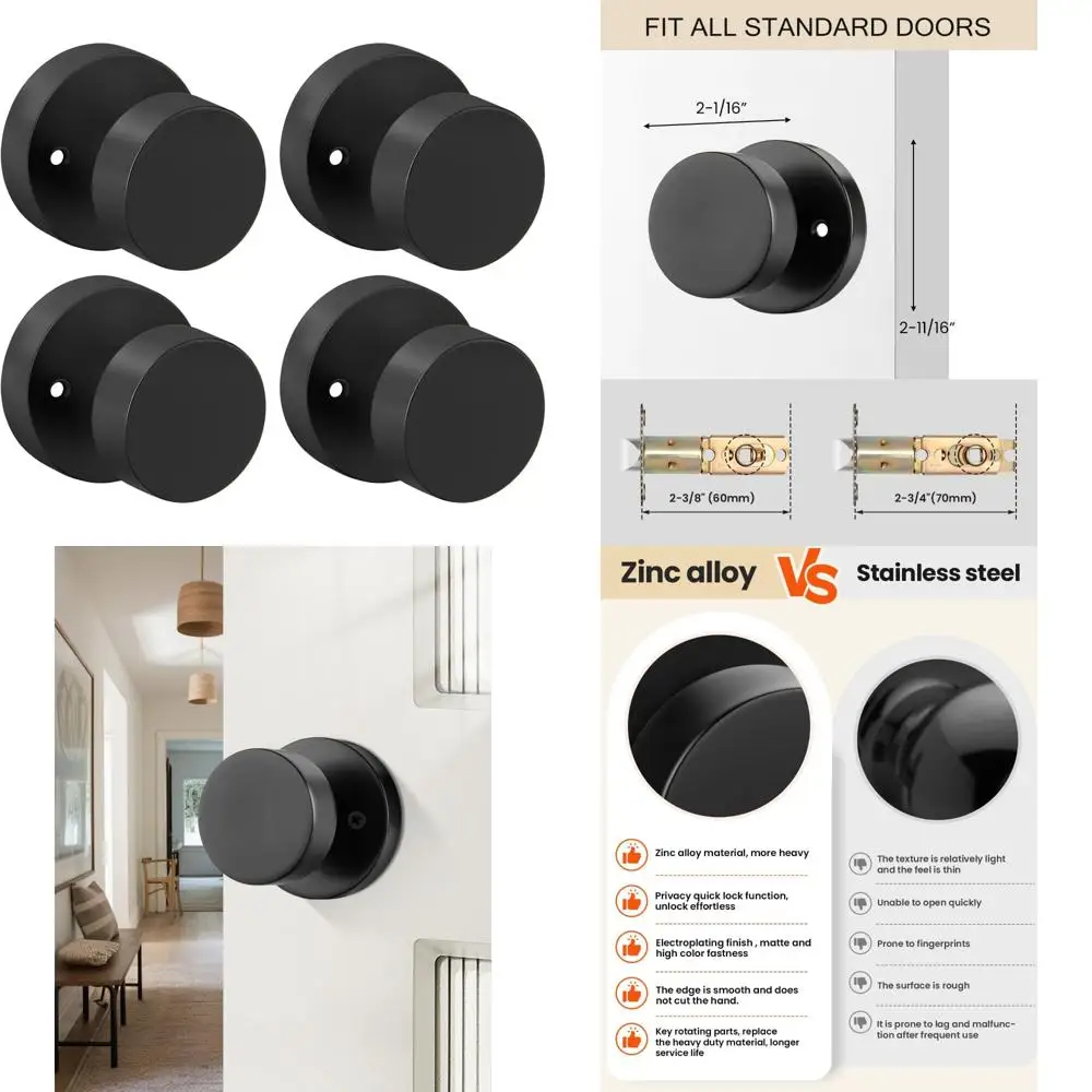 مجموعة مقابض أبواب الدمية باللون الأسود غير اللامع مكونة من 4 مقابض زخرفية من جانب واحد للخزانة والمخزن والأبواب الفرنسية غير الوظيفة