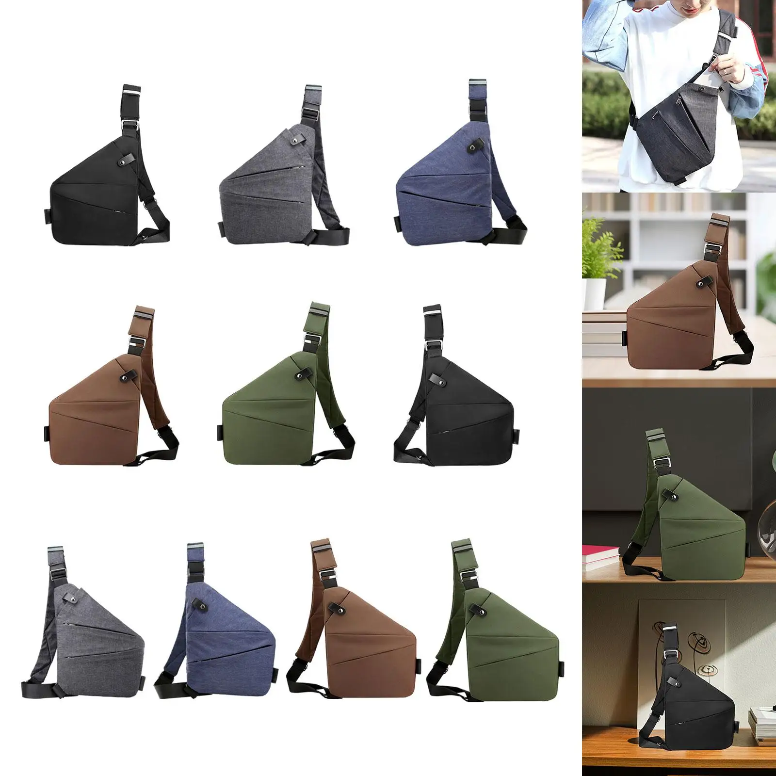 Bolsa de Ombro Utilitário Resistente à Água para Homens, Mochila de Viagem Sling, Bolsa Peito, Pesca e Escritório