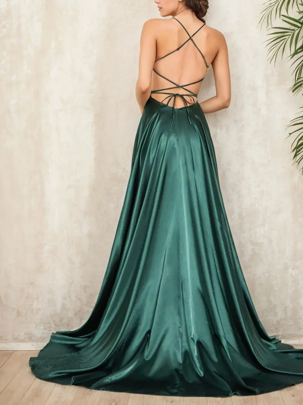 Fashions Sexy A-Line Evening Dress Silk Satin Spaghetti Straps Floor-Length Split Side Sleeveless Prom Gown 2025 free customized
