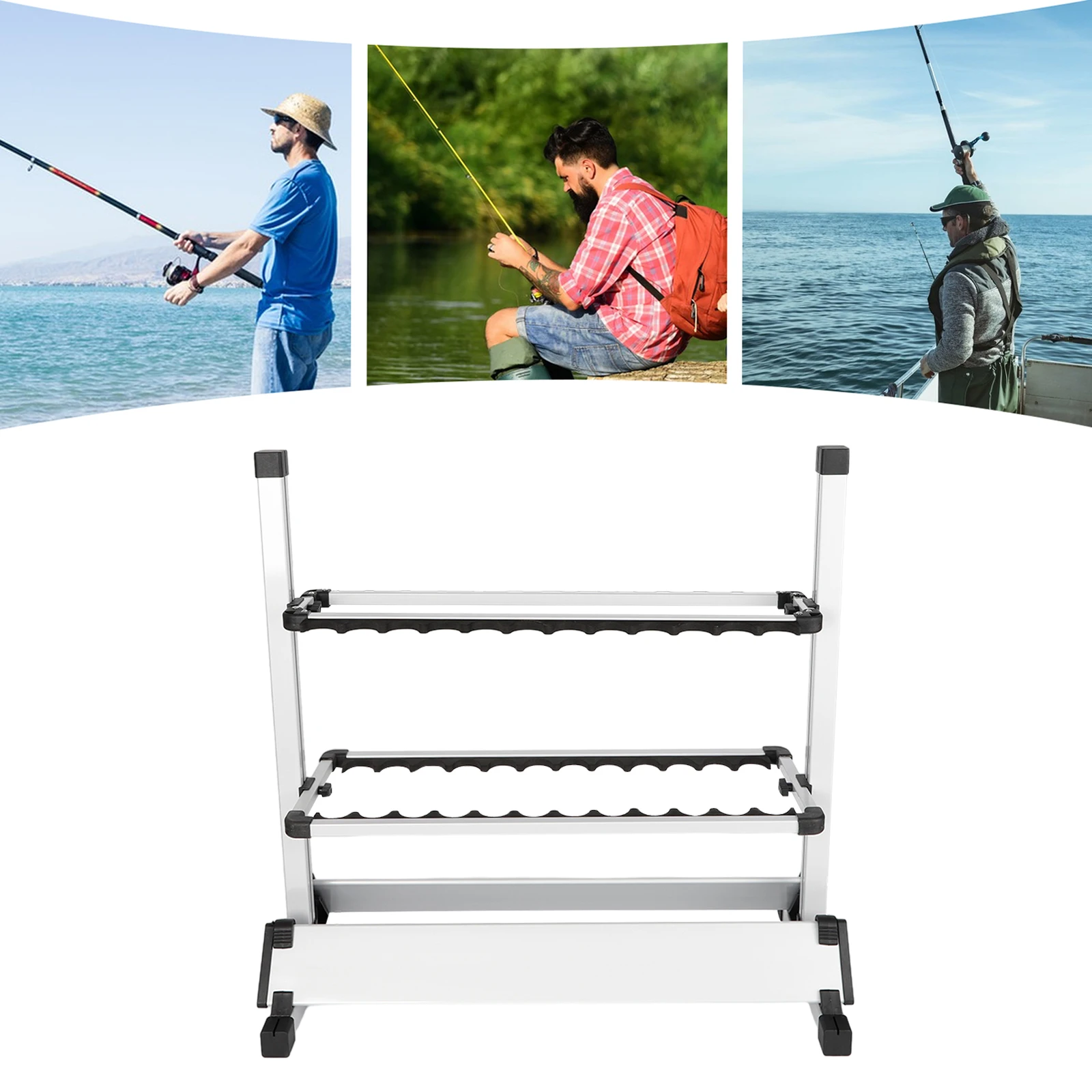 24 Portable Rods Fishing Stand Aluminum Alloy Displayed Rod Holder 5.73 lbs