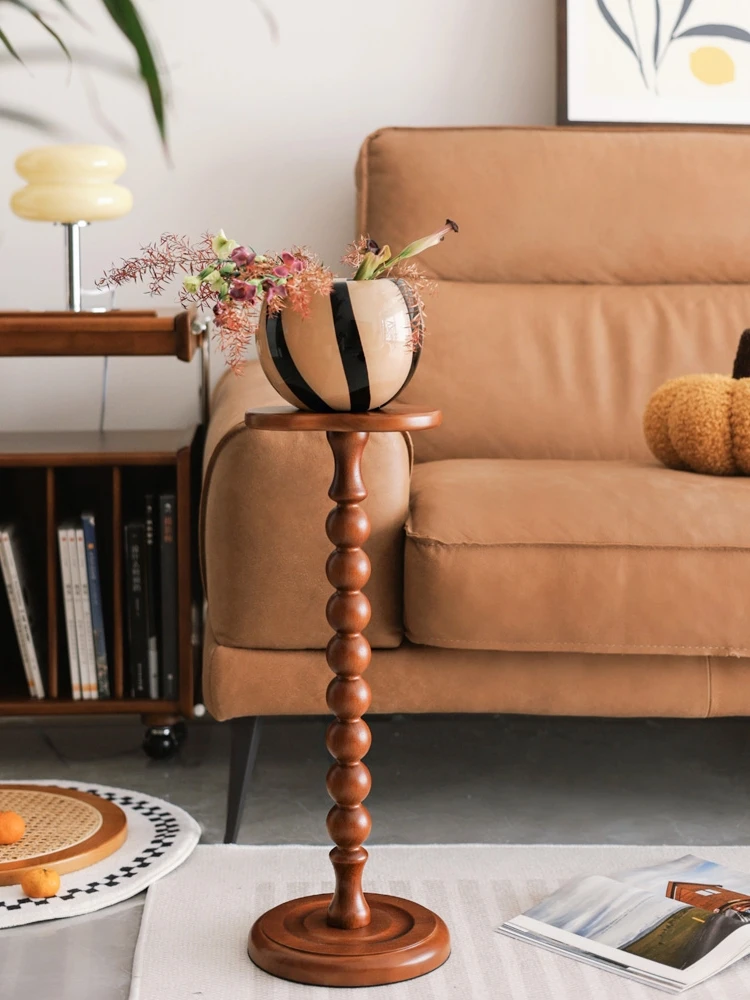 Medieval solid wood small coffee table, sofa edge, bedside small table, rack corner