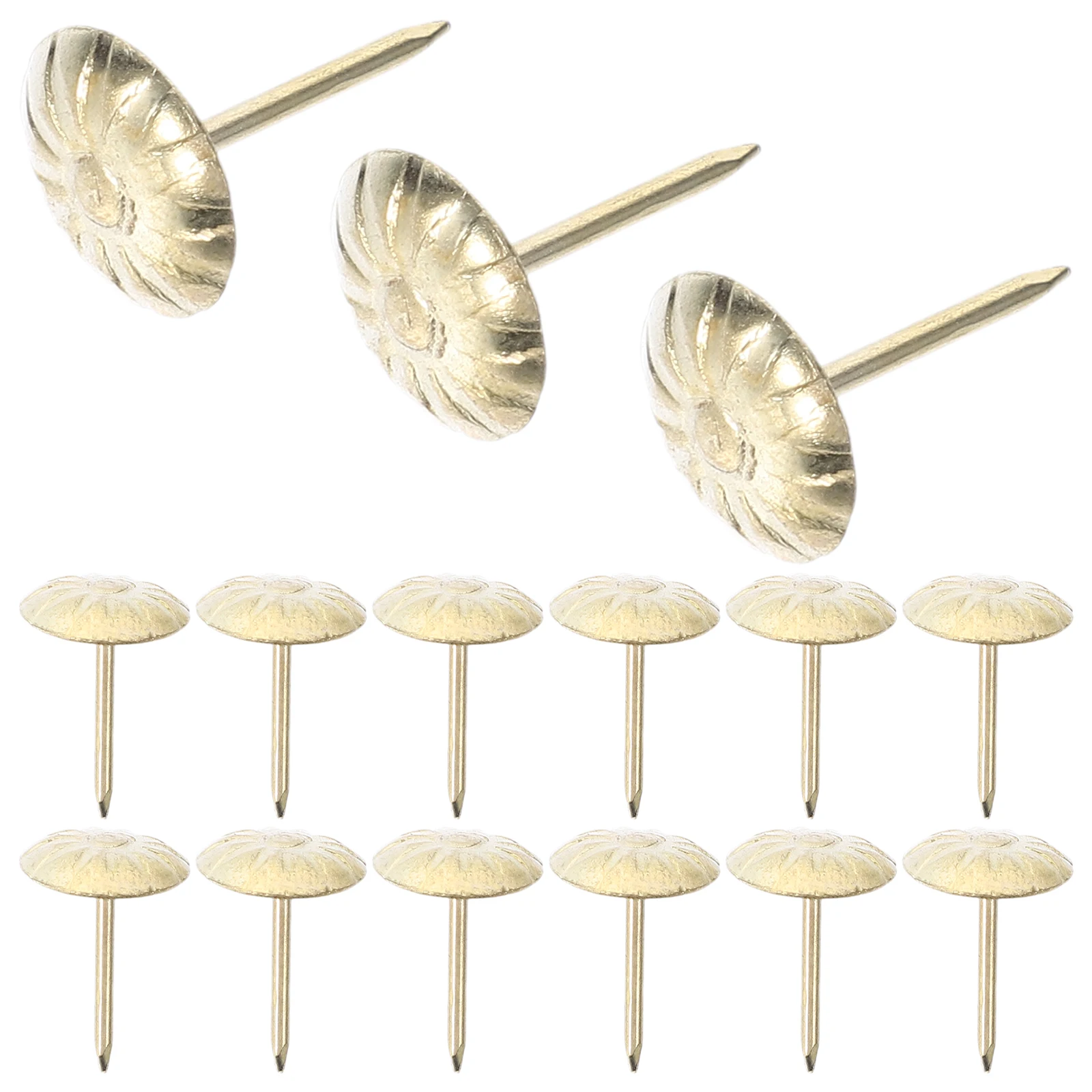 

200pcs Chrysanthemum Bubble Nails 11x16mm Yellow Upholstery Tacks Decorative Iron Furniture Door Studs Vintage Solution
