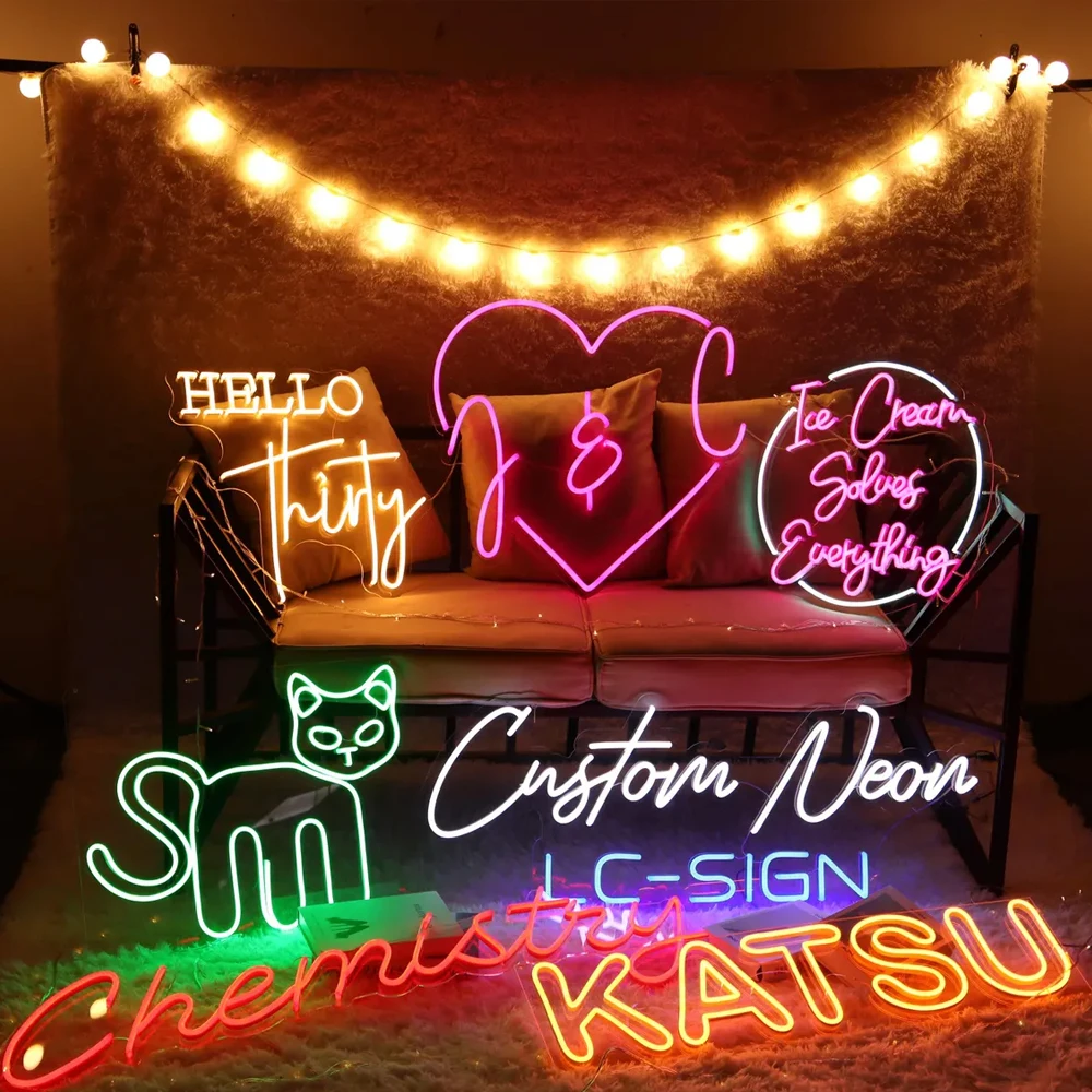 

Personalised Neon Sign Custom Name Business Sign LED Logo Design for Room Wall Sign Birthday Party Wedding Decor Night Light