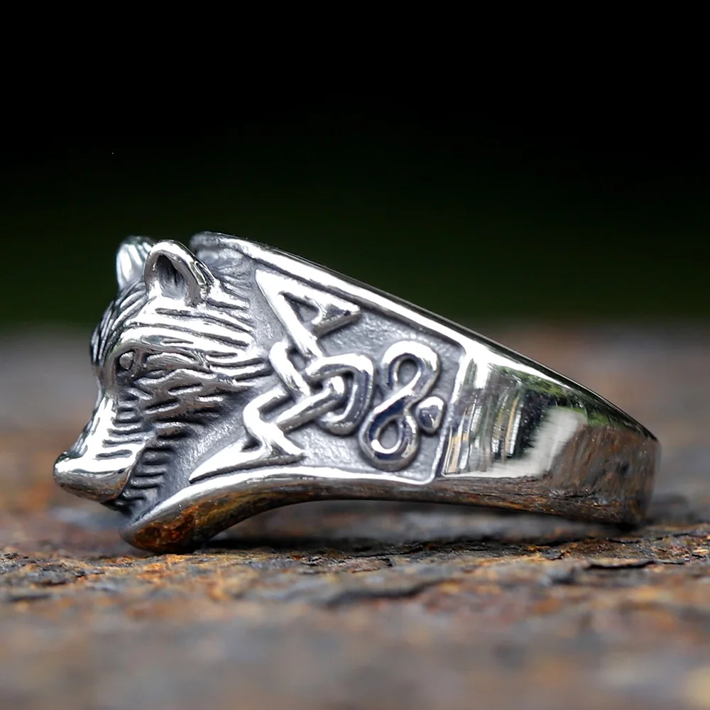 2023 Nieuwe Mode 316l Roestvrij Staal Viking Wolf Hoofd Ring Punk Vrouwen Mannen Unisex Slang Dier Sieraden Gratis Verzending