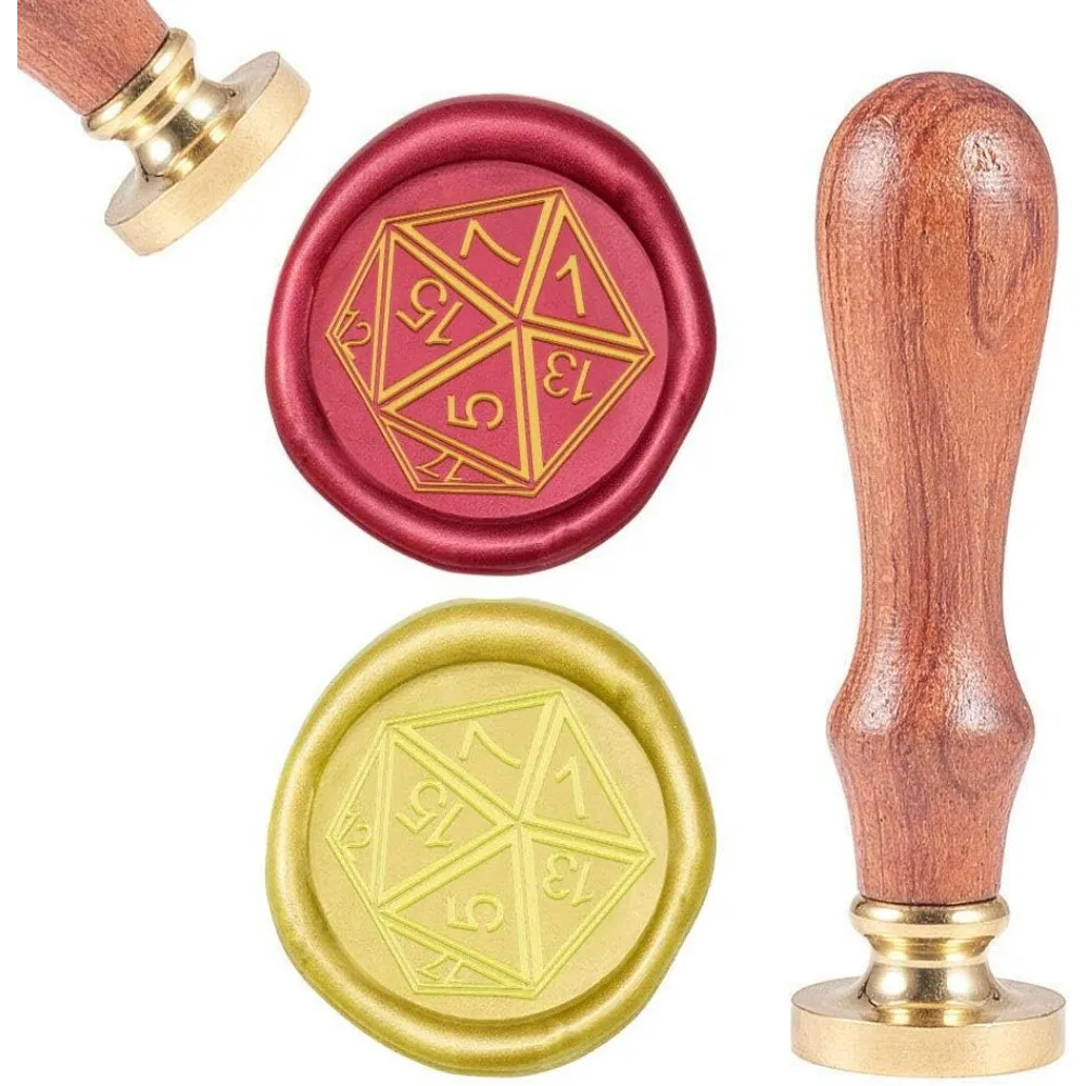 Wax Seal Stamp Dice Vintage Wax Sealing Stamps Retro 25mm Removable Brass Head Wooden Handle for Envelopes Invitations Wine