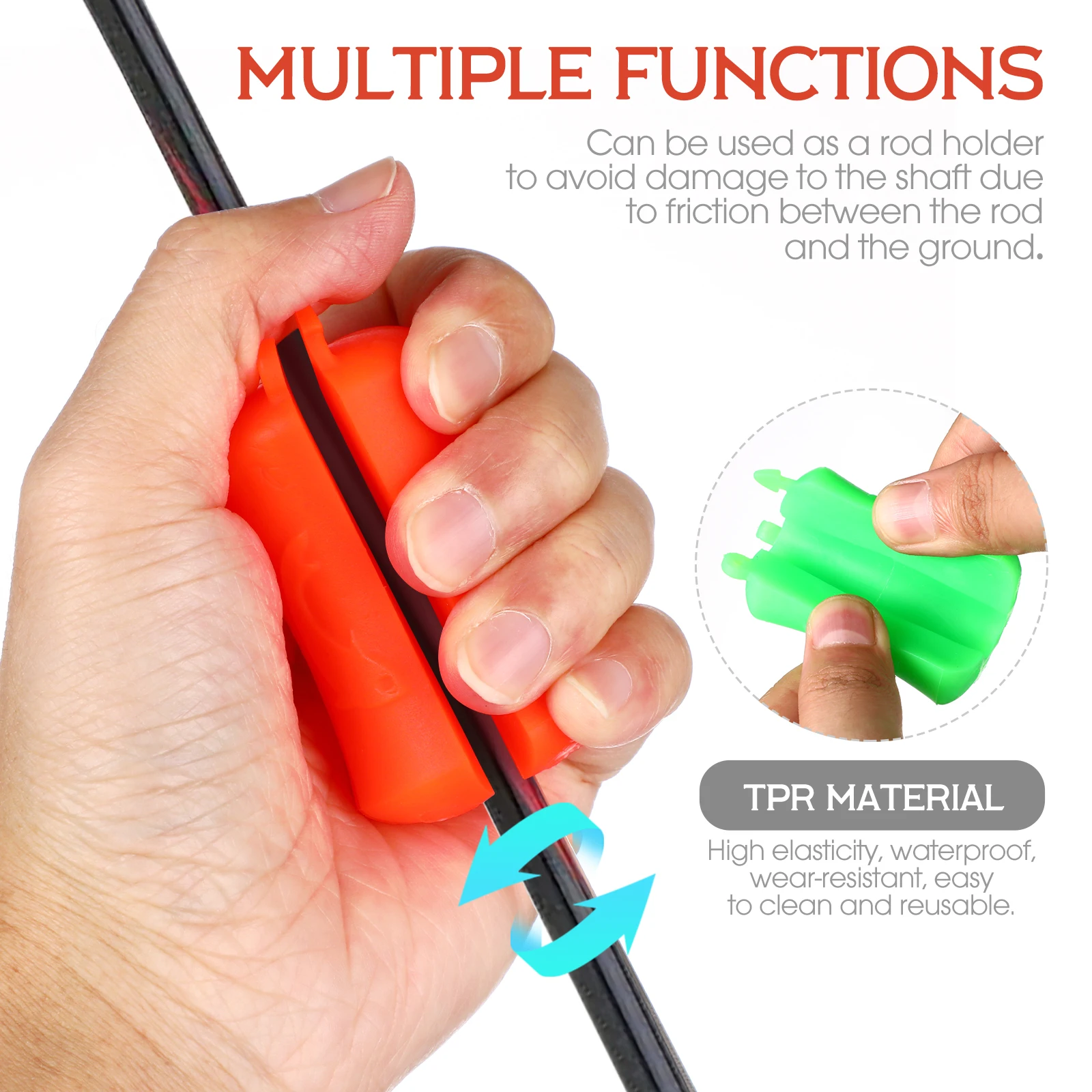 

10 Fishing Tie Holder Durable TPR Material Protector Fastener Pole Fishing Rod Fastener Fixed Ball Storage Carry Outdoor