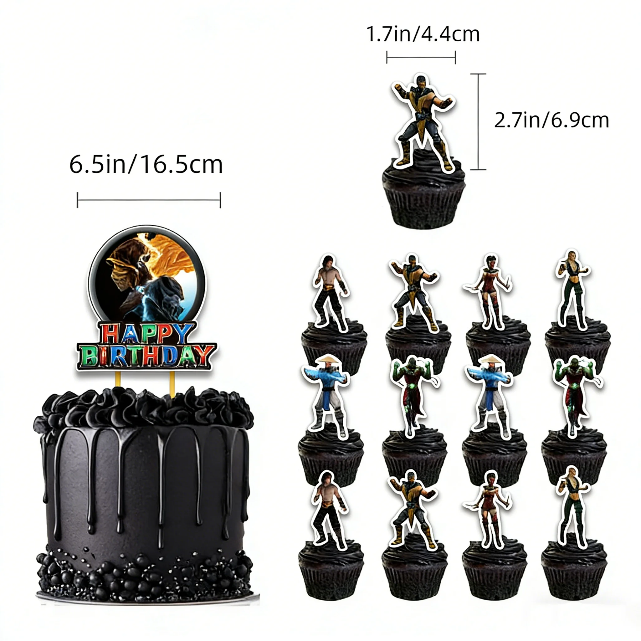 Mortal Kombat verjaardagsfeestje decoraties banner taart topper vlag set