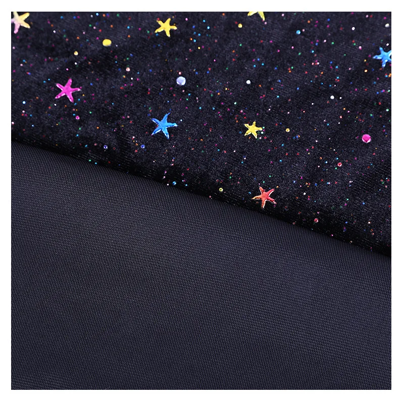 Korean Velvet Fabric Gold Velvet Polyester Stretch Gold Diamond Velvet Starry Sky Constellation Clothing Home Textile 50x150cm