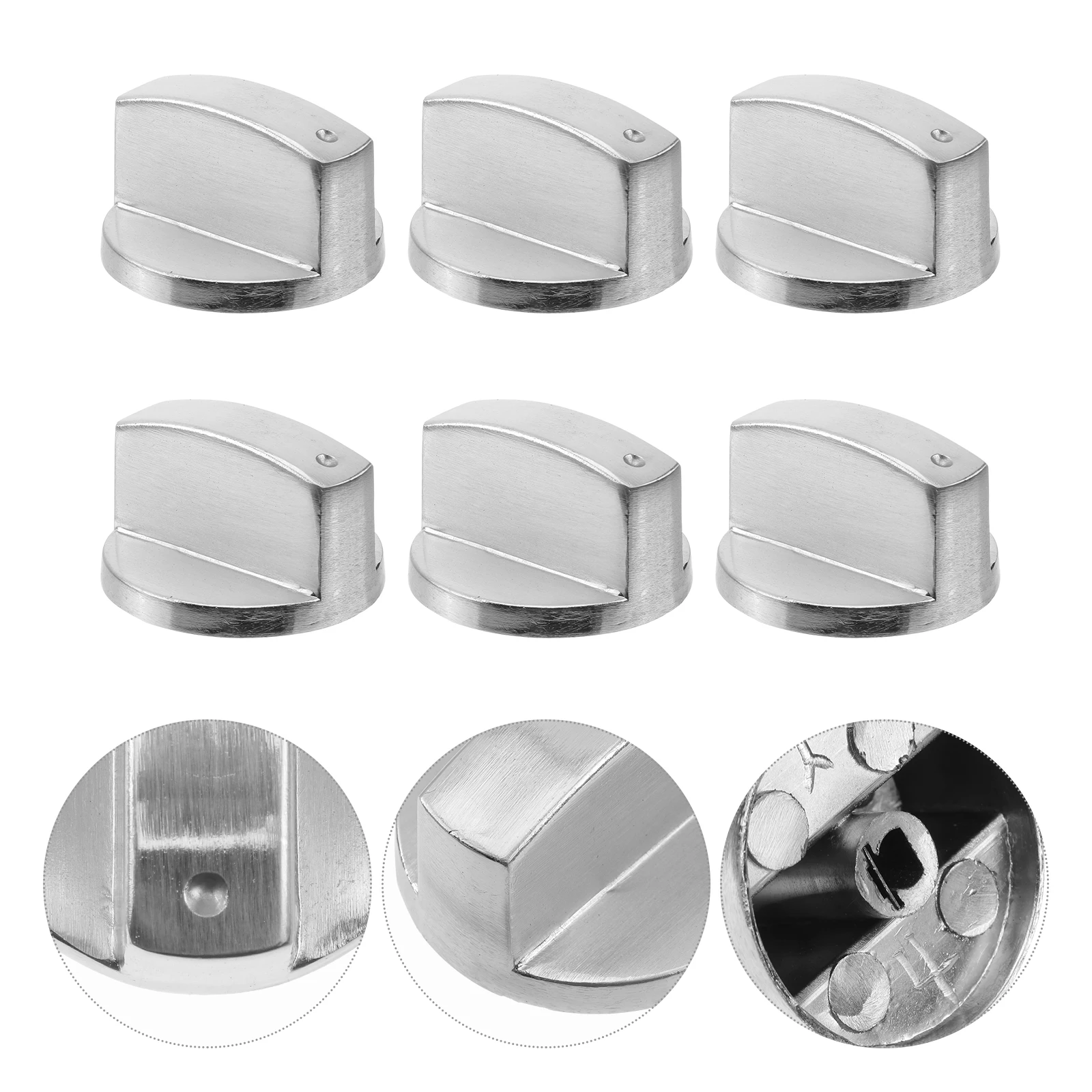 

6 PCS Gas Stove Knob Cooker Replacement Universal Silver Cooktop Knobs Direct Mounting Control