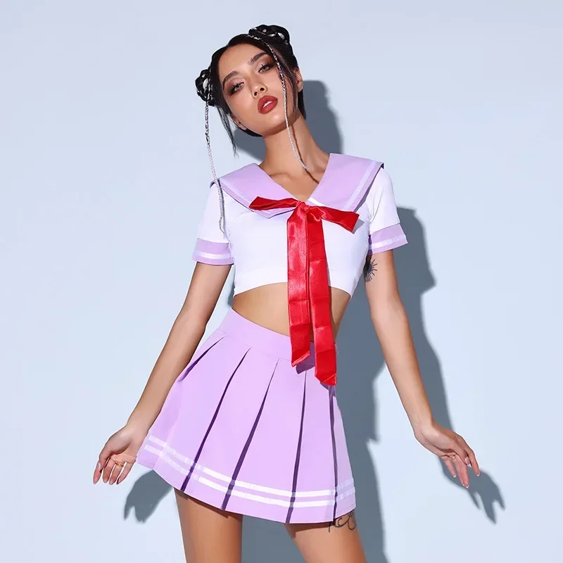 

Хэллоуин старшеклассница косплей костюм аниме женщины Kpop сценический наряд униформа болельщика укороченный топ плиссированная юбка комплект