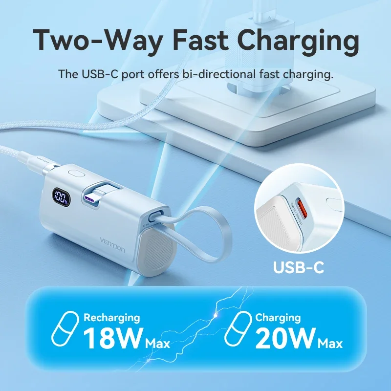 Внешний аккумулятор Vention на 20 Вт с поддержкой быстрой зарядки, 4800 мАч