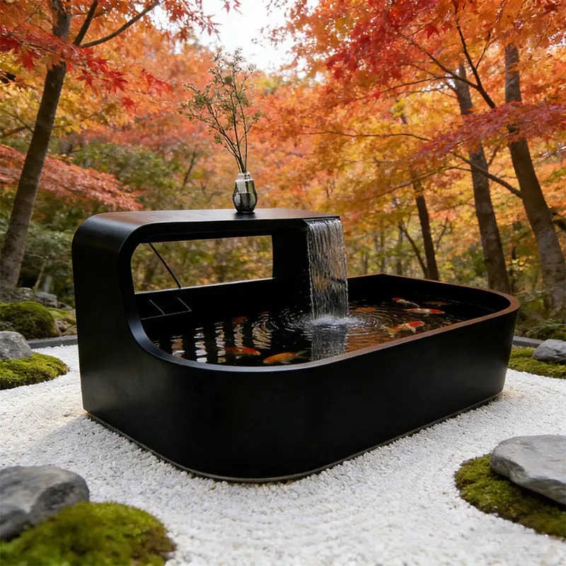 BJ-2 Flowing Water Landscaping Stainless Steel Ecological Fish Pond Courtyard Fish Pond Flowing Water Ornament Can Be Customized