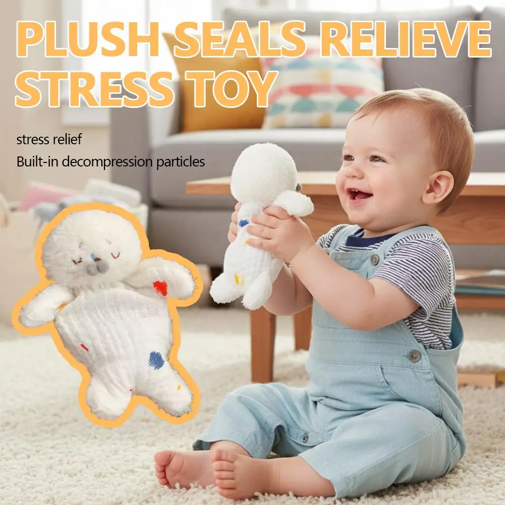 스트레스 해소 플러시 장난감 귀여운 물개 콩 가방 걸이용 로프 포함 재미있는 감각 장난감 스트레스 해소 및 어린이용 U4H5