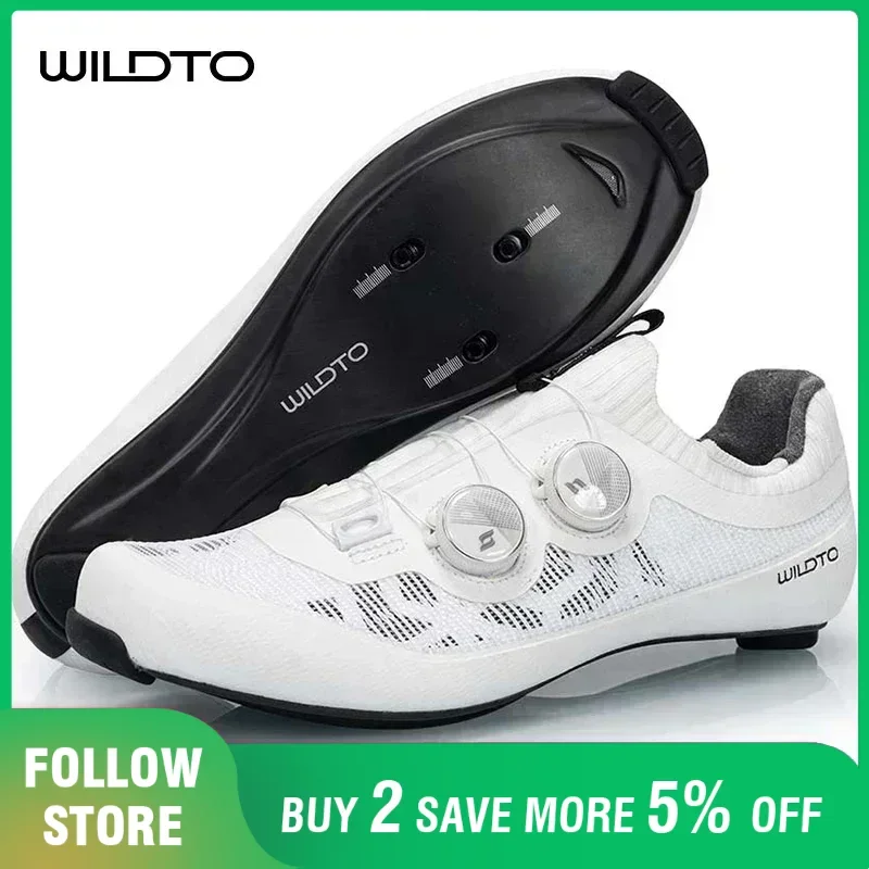 WILDTO chaussures de cyclisme ultralégères chaussures de vélo de route pour hommes dureté12 chaussures à crampons SPD autobloquantes professionnelles en Fiber de carbone