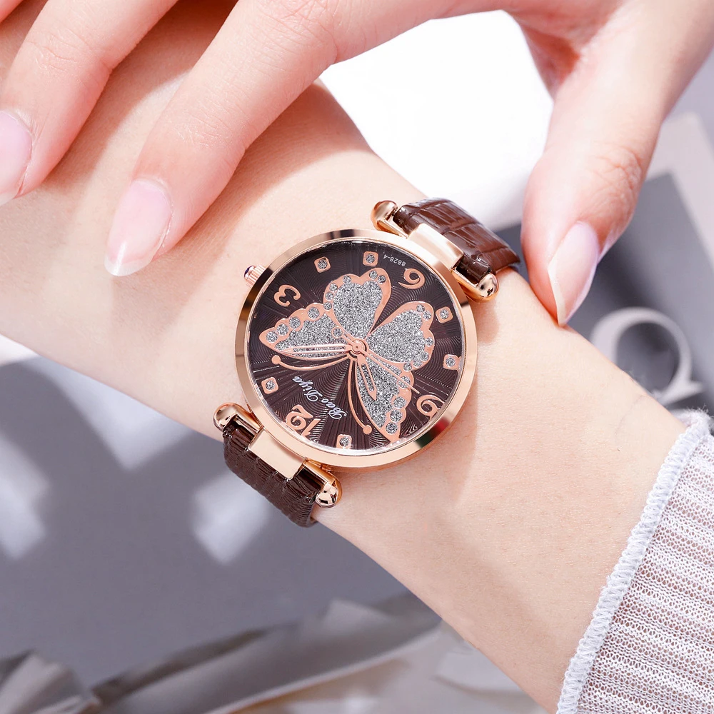 Women Leather Strap Analog Quartz Watch Men\'s Watch Blue Glass Belt Business Watch Ladies Wrist Watch Reloj Mujer Lady Dress