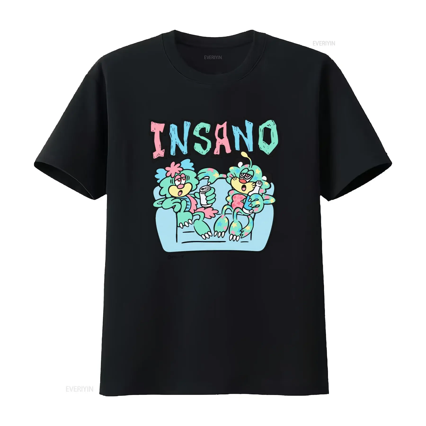 Camiseta Insano Kizzy Visty Design By Verdy Masculina Estilo Japonês Tamanho XXL Vintage Lavada Ligeiramente Estampada Elástica Respirável