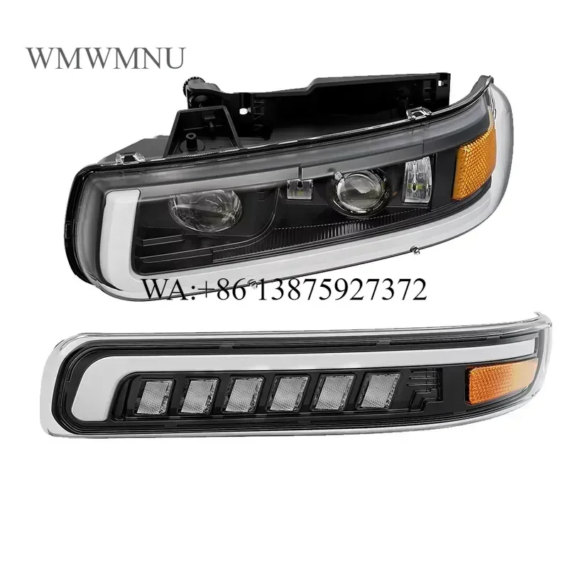 Wmwmnu For Silverado 1500 99-02 4X4 Aftermarket ABS Black LED Headlights Accessories Head Lamp