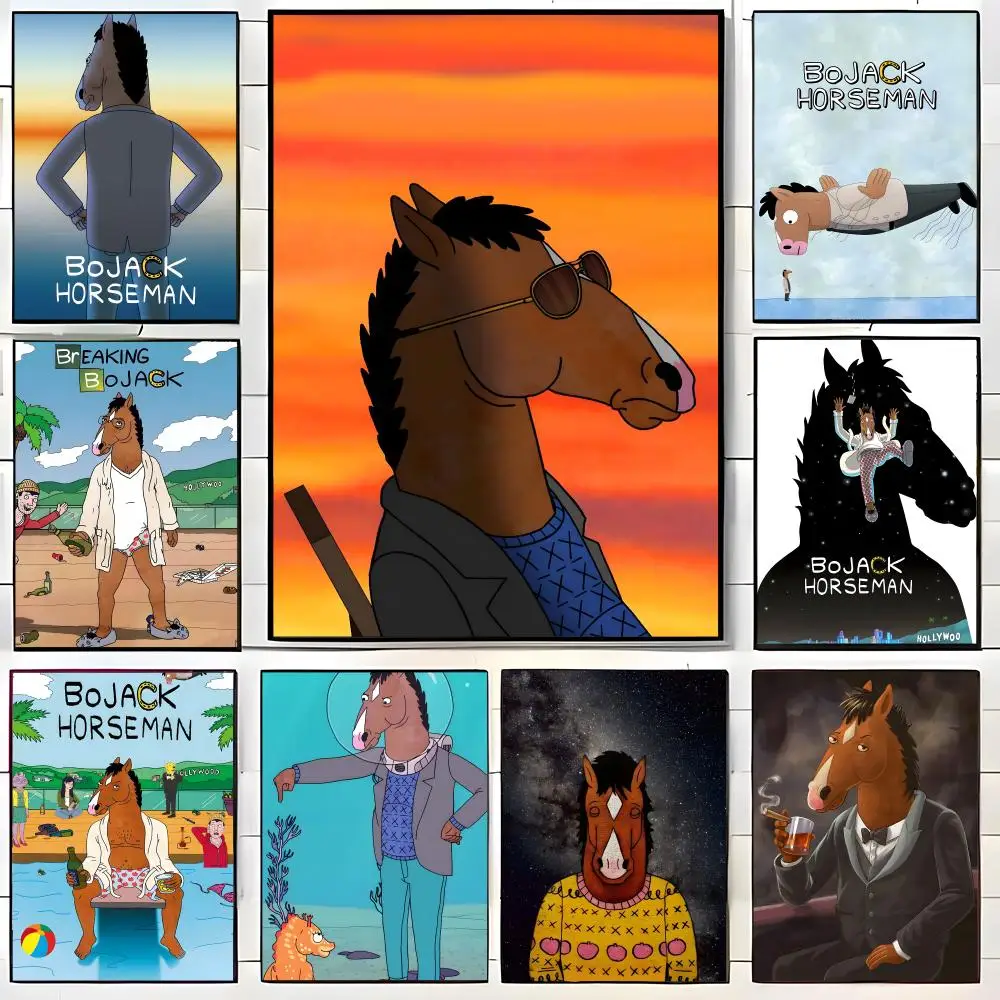 Dark Comedy Animation B-BoJack Horseman Poster  Self-adhesive Art Waterproof Paper Sticker Coffee House Bar Room Wall Decor