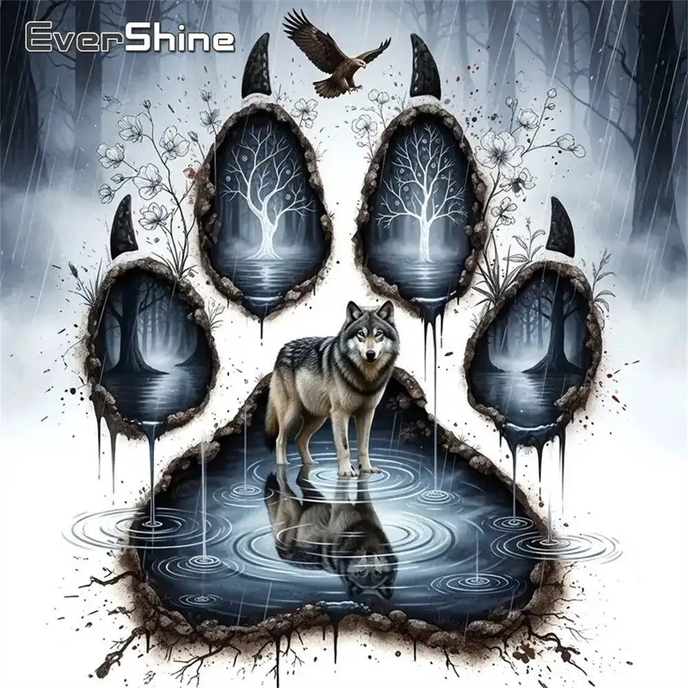 Evershine Diamant-Gemälde, Hund, Tier, Cartoon, komplett, quadratisch, rund, Diamant-Mosaik, Badezimmer, DIY-Bastelset, Heimdekoration
