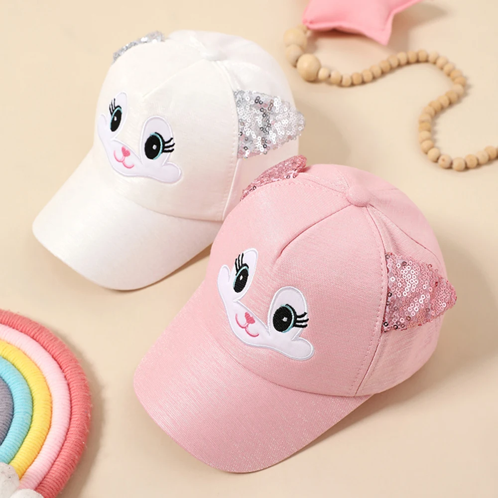 Summer Children\'s Caps New Cute Cartoon Cat Ear Girls Hats Adjustable Baseball Cap For Kids Children Girl Sun Hat 2-8 Years