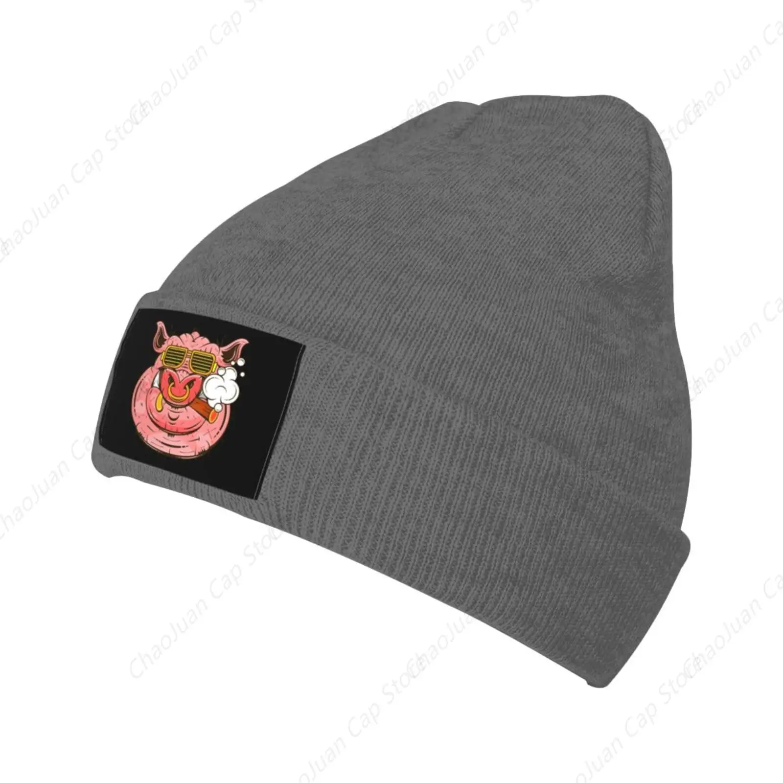 Bad Pig Beanie Hat for Men Women Beanies Winter Warm Knit Ski Hat Skull Cap Red