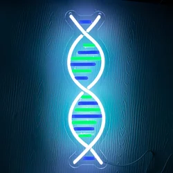 Double Helix Neon Sign - LED DNA Art Wall Decor with USB Power, Perfect for Biology Enthusiasts, Nurses, Doctors, and Physicians