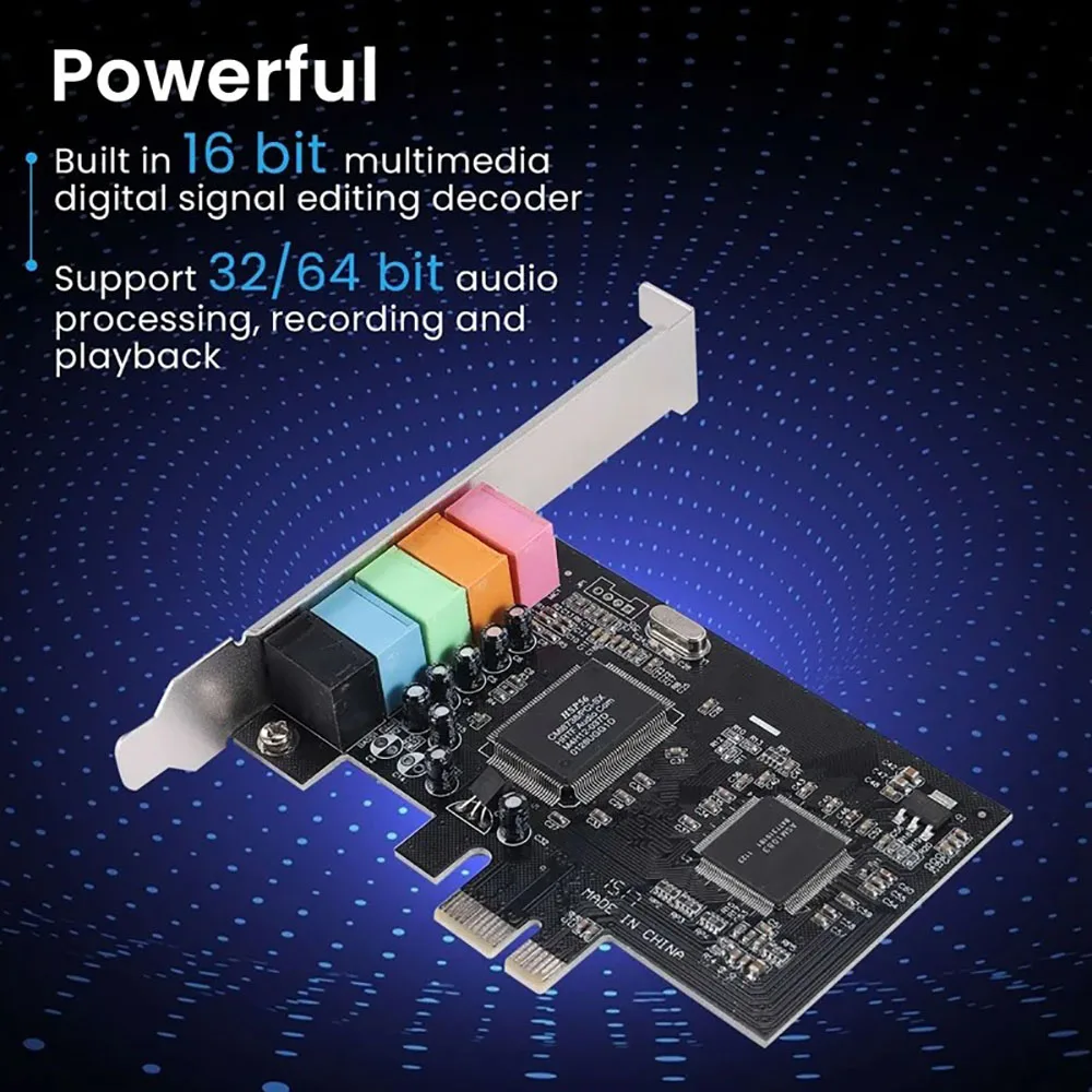 Pcie Sound Card 5.1 PCI Express Sound Effect Surround Card 3D Stereo Audio High Sound Performance PC Sound Card CMI8738 Chip