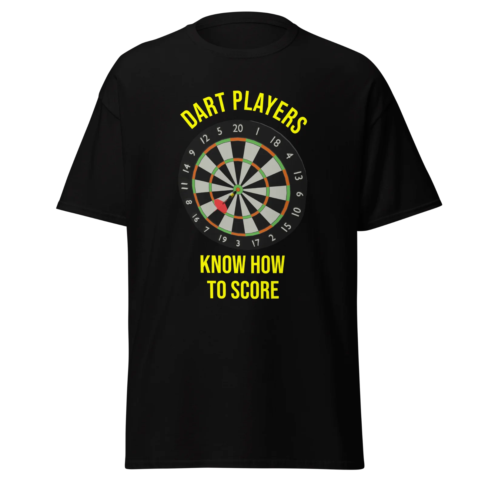 Dart Players Know How To Score Mens Classic T Shirt Bullseye Dartboard Soft Tee