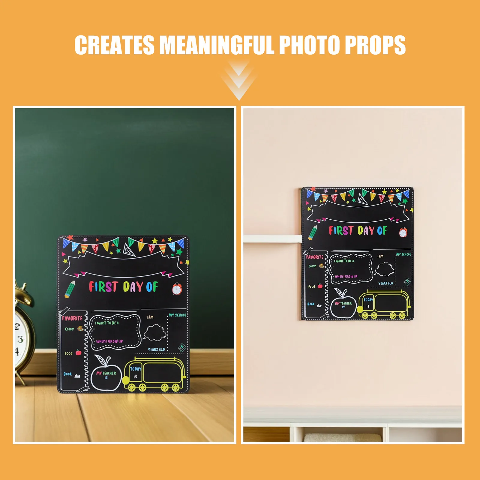 2Pcs Double Sided School Blackboard Sign Back to School Photo Prop Preschool Kindergarten 1St Grade Supplies Chalkboard