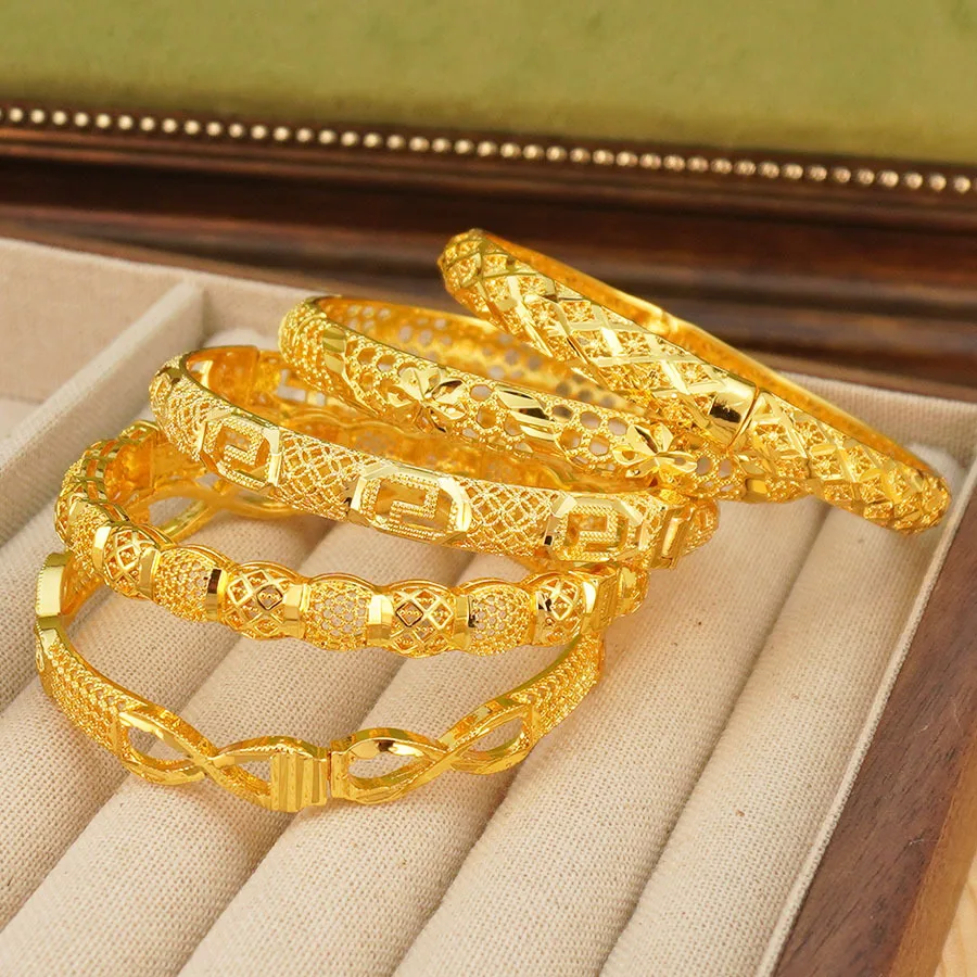 9999 gold luxury elegant geometric flower design women's bracelet - ideal for brides, weddings, parties, birthdays
