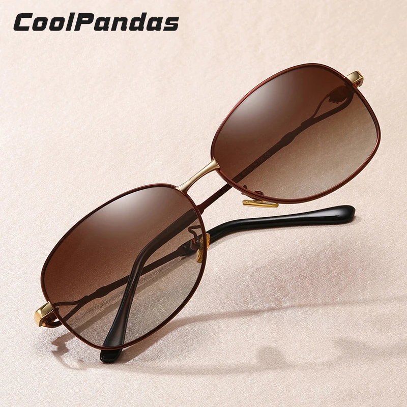 Óculos de sol feminino com lente polarizada gradiente CoolPandas, design luxuoso feminino, elegante, UV400, novo estilo, 2022