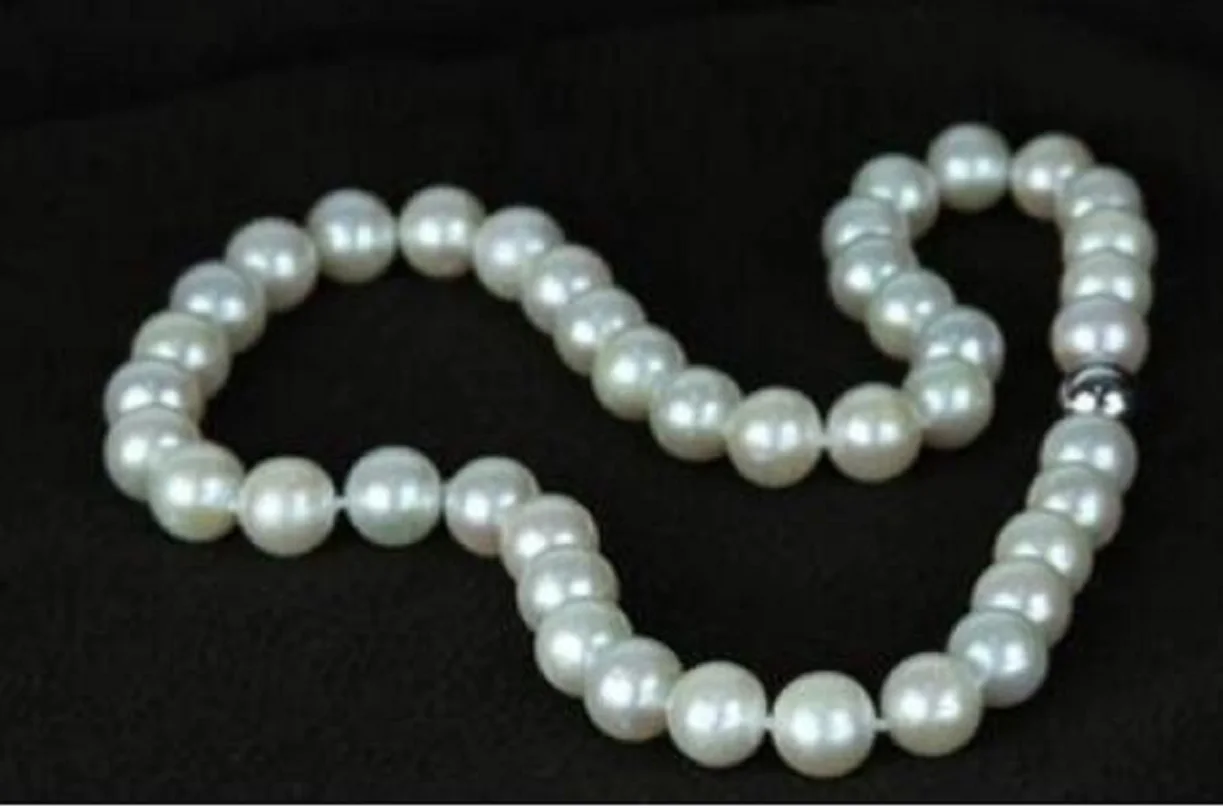 

HUGE 10-11MM SOUTH SEA GENUINE PERFECT ROUND AAA WHITE PEARL NECKLACE 18INCH