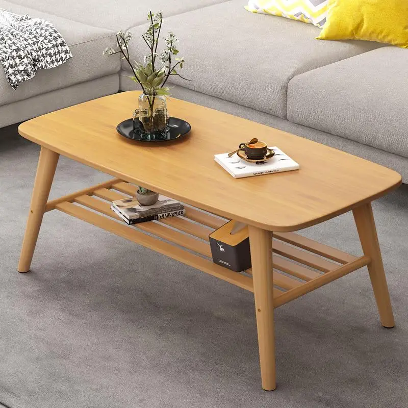 

Nordic simple coffee table living room center small apartment tea modern bamboo solid wood low side table