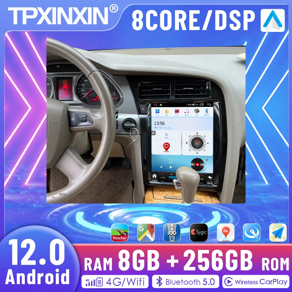 12.1inch Android13.0 8GB+256GB For Audi A6L left rudder 2005-2011 Car Multimedia Radio Stereo Player Navigation Video Carplay