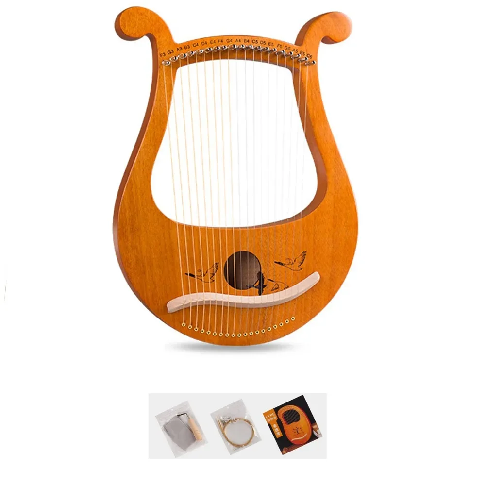 High Quality 19 String Lyre Harp Mahogany Music Instrument With Spare Strings Tuning Wrench Greek Classical Musical Instrument