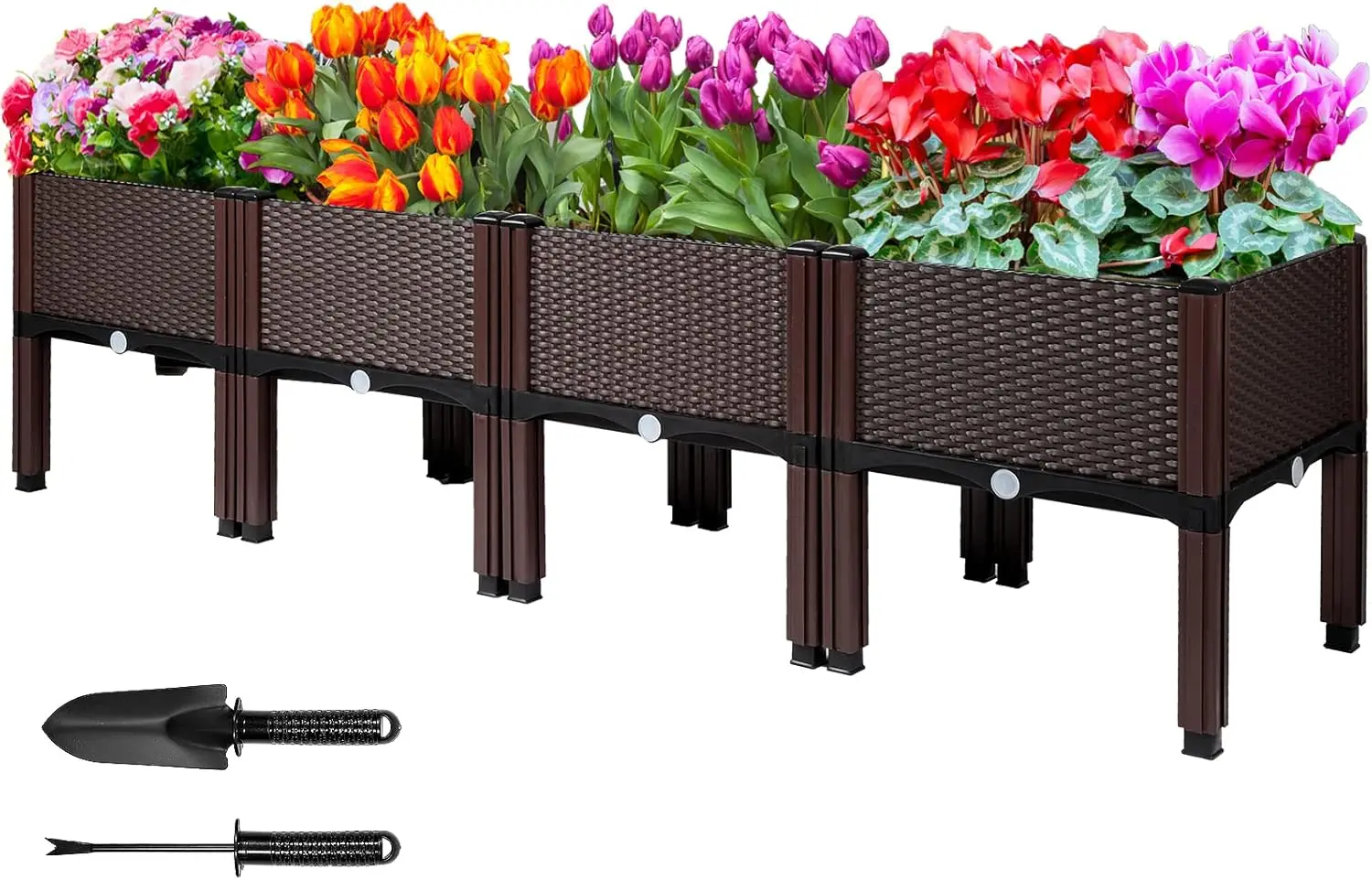 

Raised Garden Bed with Drainage Elevated Planter Box Plastic Raised Beds for Gardening Vegetables Herb Flowers, Perfect for Indo
